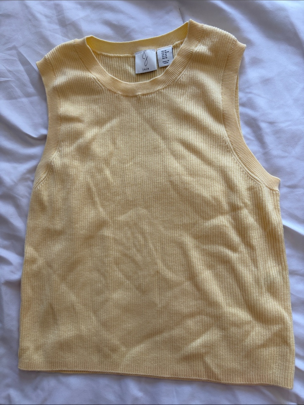 Joie Woman’s Pale Yellow Ribbed Tank Top